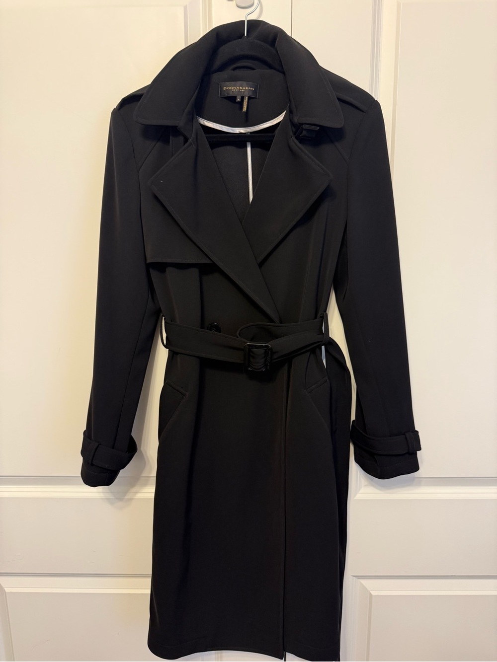 Donna Karan Black Belted Trench Coat
